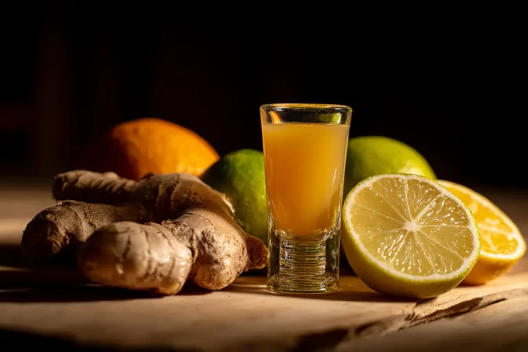 Ingwer Shot Thermomix frisch im Glas mit Zitrone