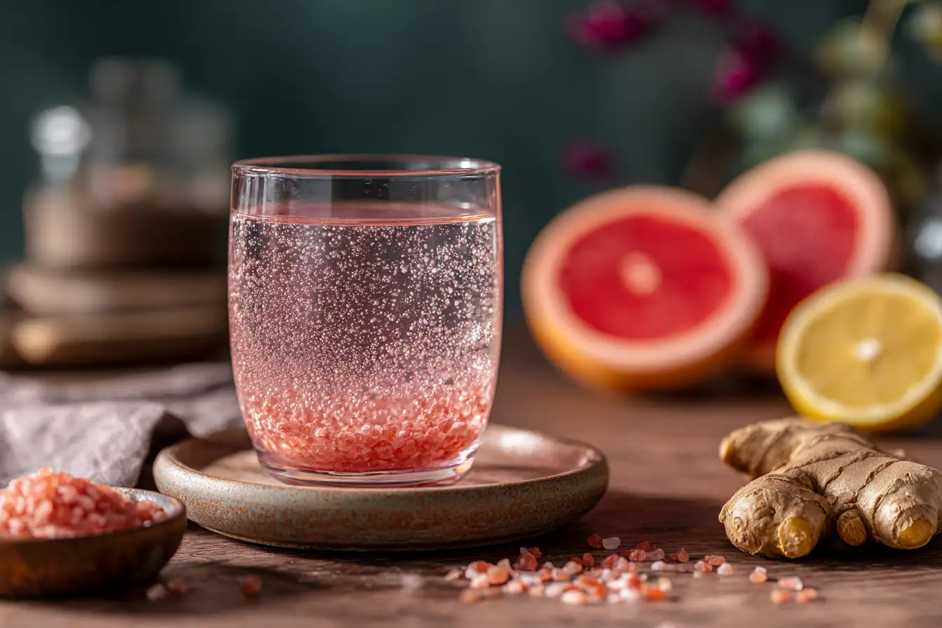 Natürliches Mounjaro Rezept Pink Salt – rosa Salz Drink im Glas