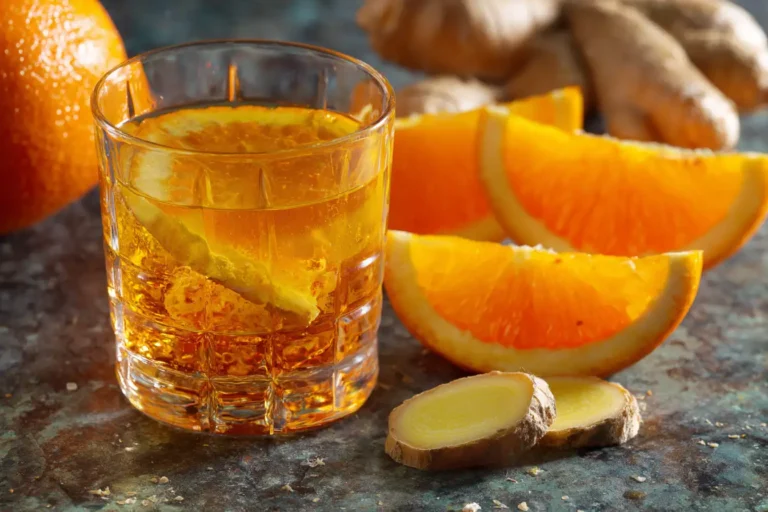 Orangen Ingwer Shot frisch zubereitet im Glas