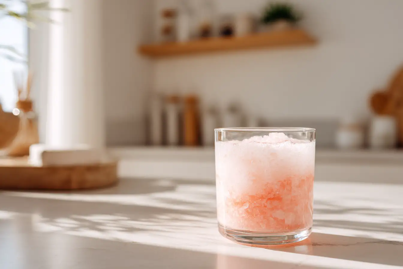 Rosa Salz Trick Rezept Getränk in Glas – natürliches Abnehm-Geheimnis