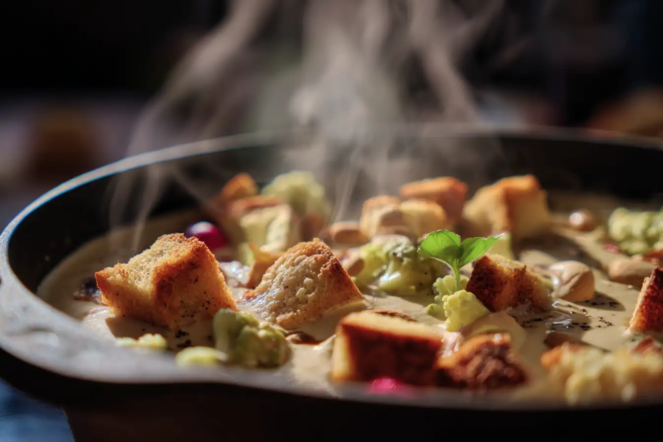 Veganes Käsefondue Rezept mit cremiger Cashew-Soße