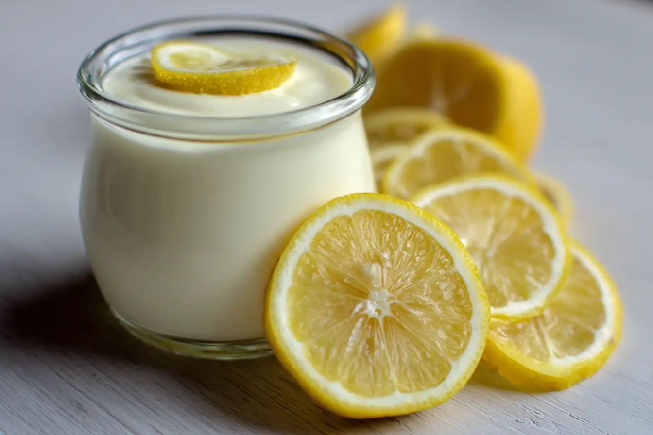 Zitronencreme ohne Gelatine und Zucker im Glas