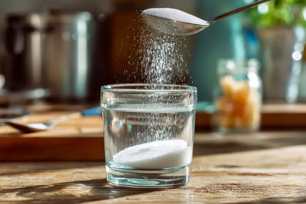 Gelatine Getränk zum Abnehmen im Glas auf dem Küchentisch